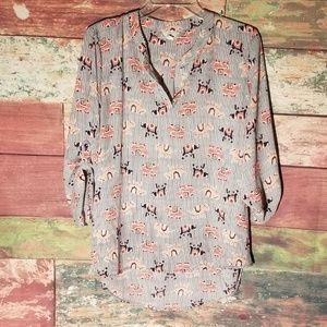 PINK ROSE ladies elephant blouse L